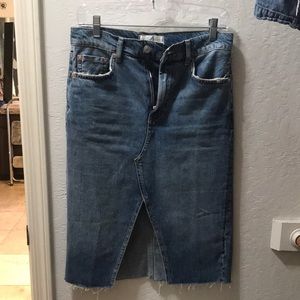 Free People Denim Pencil Skirt Indigo Blue 4 NWT